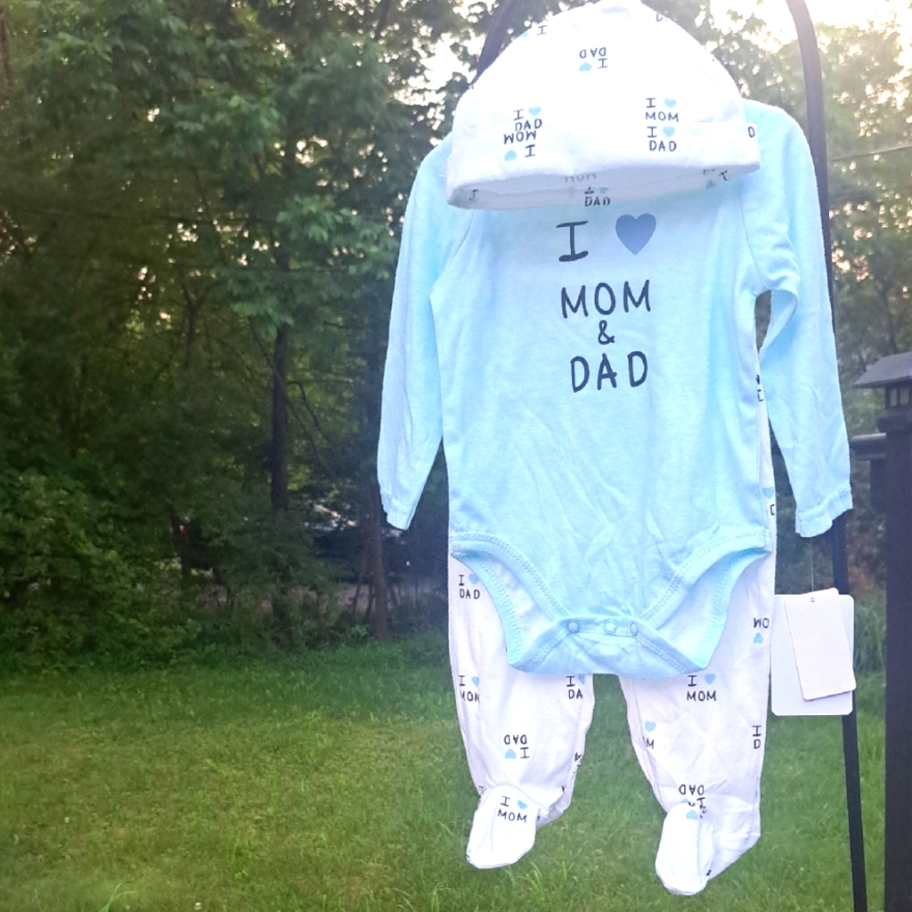 I Love Dad Blue and White Kids 3pcs 9 Month Set NEW